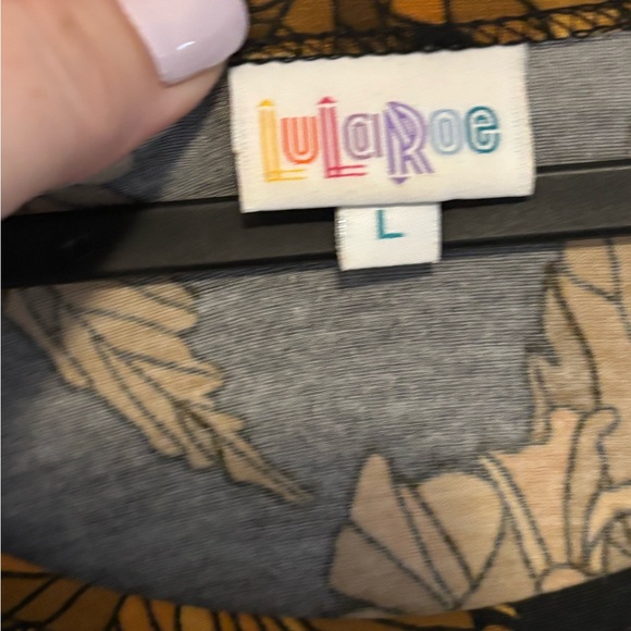 LuLaRoe Black Carly High Low Dress with Gold Floral Pattern L - Picture 3 of 4